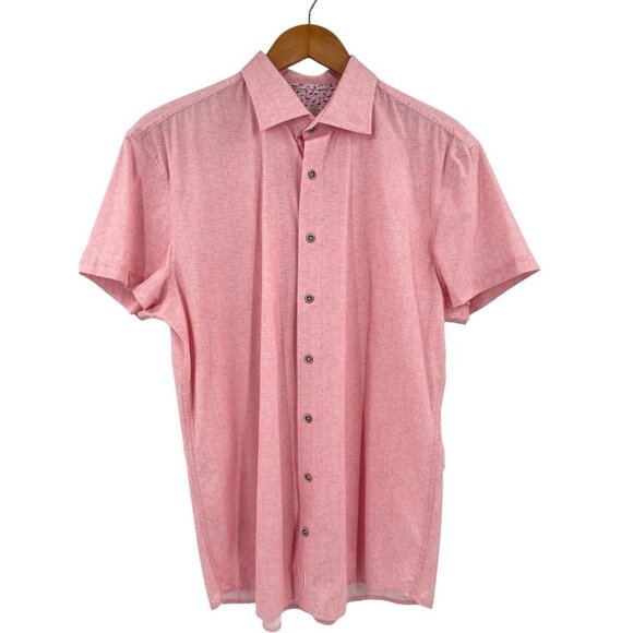 JOHNNIE-O Men's Light Pink Short Sleeve Hangin' Out Button Down Shirt Large - Picture 1 of 4